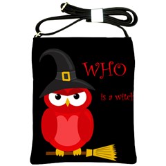 Who Is A Witch? - Red Shoulder Sling Bags by Valentinaart