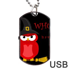 Who Is A Witch? - Red Dog Tag Usb Flash (one Side) by Valentinaart