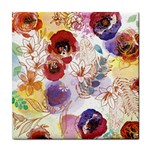 Watercolor Spring Flowers Background Tile Coasters Front