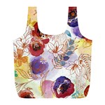 Watercolor Spring Flowers Background Full Print Recycle Bags (L)  Front