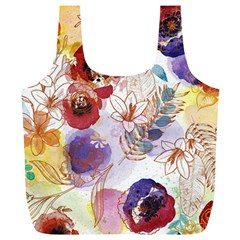 Watercolor Spring Flowers Background Full Print Recycle Bags (l)  by TastefulDesigns