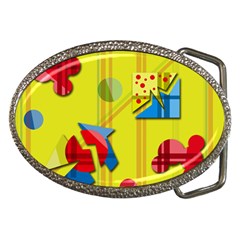 Playful Day - Yellow  Belt Buckles by Valentinaart