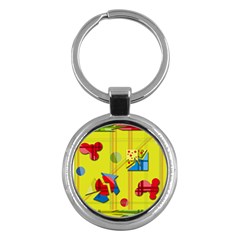 Playful Day - Yellow  Key Chains (round)  by Valentinaart