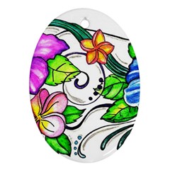Tropical Hibiscus Flowers Oval Ornament (two Sides) by EverIris