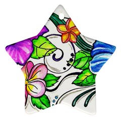 Tropical Hibiscus Flowers Star Ornament (two Sides)  by EverIris