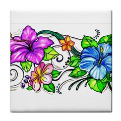 Tropical Hibiscus Flowers Face Towel by EverIris