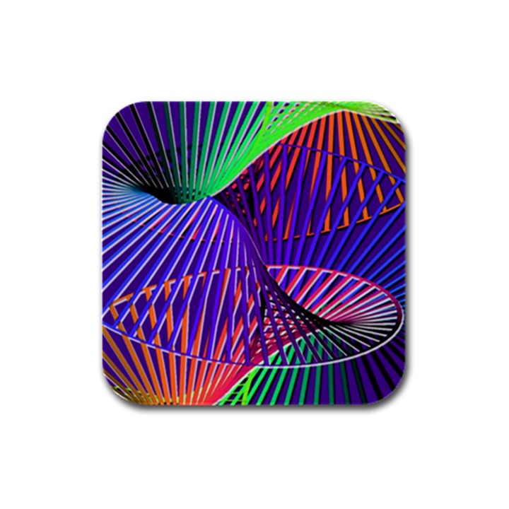 Colorful Rainbow Helix Rubber Square Coaster (4 pack) 