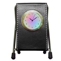 Rainbow Colorful Grid Pen Holder Desk Clocks by designworld65