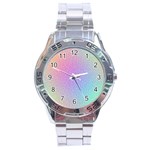 Rainbow Colorful Grid Stainless Steel Analogue Watch Front