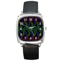 Rainbow Helix Black Square Metal Watch by designworld65