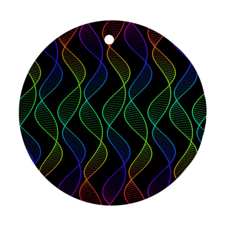 Rainbow Helix Black Round Ornament (Two Sides) 