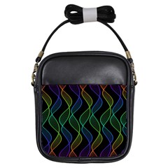 Rainbow Helix Black Girls Sling Bags by designworld65