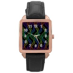 Rainbow Helix Black Rose Gold Leather Watch  by designworld65
