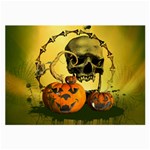 Halloween, Funny Pumpkins And Skull With Spider Large Glasses Cloth (2-Side) Front