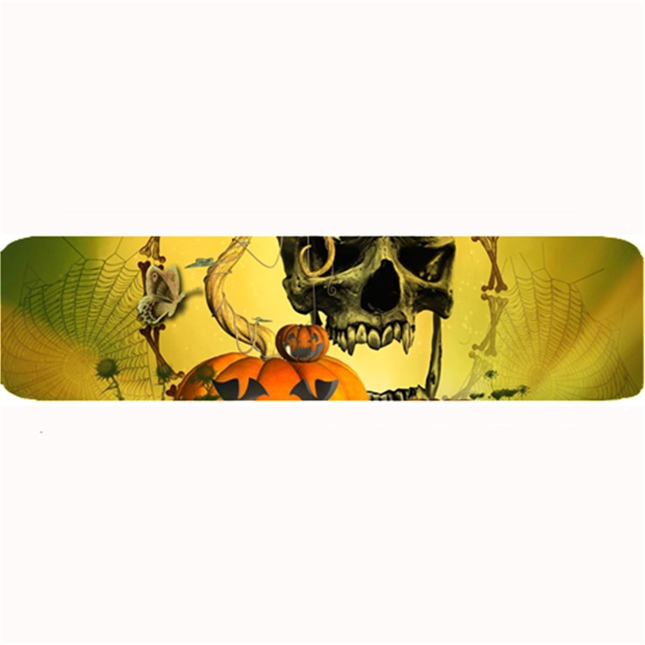 Halloween, Funny Pumpkins And Skull With Spider Large Bar Mats