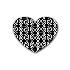 Black And White Pattern Heart Coaster (4 Pack)  by Valentinaart