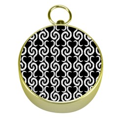 Black And White Pattern Gold Compasses by Valentinaart