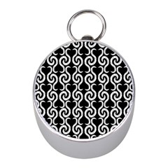 Black And White Pattern Mini Silver Compasses by Valentinaart