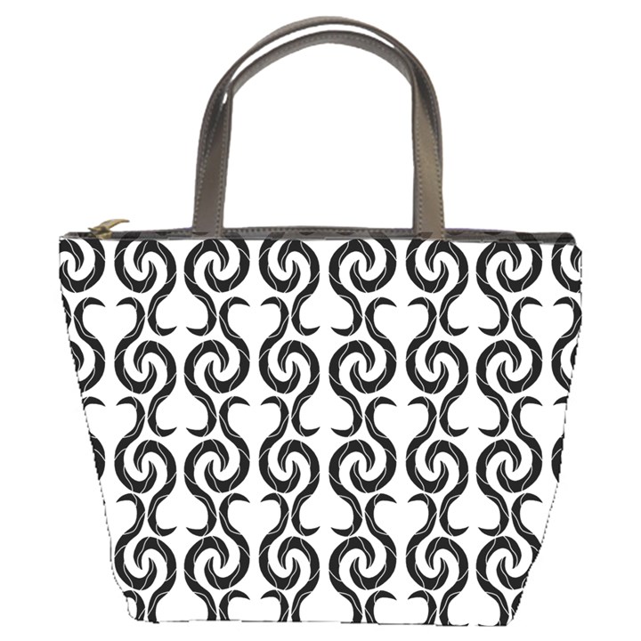 White and black elegant pattern Bucket Bags