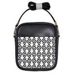 White and black elegant pattern Girls Sling Bags Front