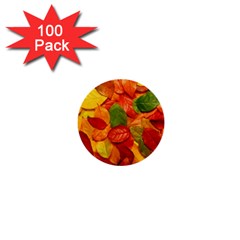 Colorful Fall Leaves 1  Mini Buttons (100 pack) 