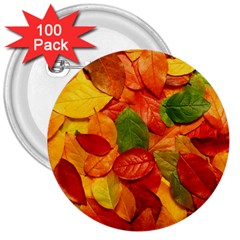 Colorful Fall Leaves 3  Buttons (100 pack) 