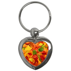 Colorful Fall Leaves Key Chains (Heart) 