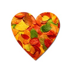 Colorful Fall Leaves Heart Magnet