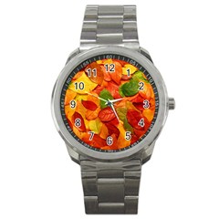 Colorful Fall Leaves Sport Metal Watch
