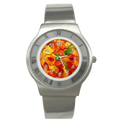 Colorful Fall Leaves Stainless Steel Watch
