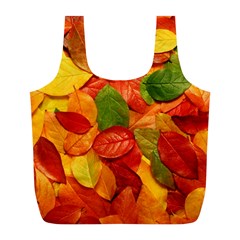 Colorful Fall Leaves Full Print Recycle Bags (L) 