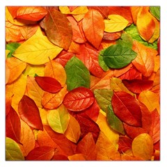 Colorful Fall Leaves Large Satin Scarf (Square)