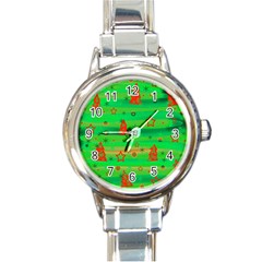 Green Xmas Magic Round Italian Charm Watch by Valentinaart