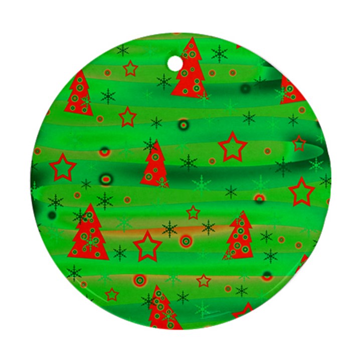 Green Xmas magic Ornament (Round) 