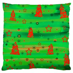 Green Xmas Magic Large Cushion Case (one Side)