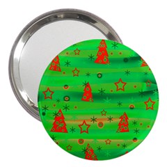 Green Xmas Magic 3  Handbag Mirrors by Valentinaart