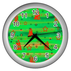 Xmas Magical Design Wall Clocks (silver)  by Valentinaart