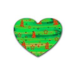 Xmas Magical Design Rubber Coaster (heart)  by Valentinaart