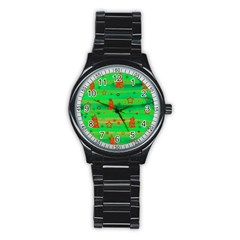 Xmas Magical Design Stainless Steel Round Watch by Valentinaart