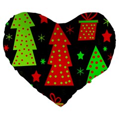 Merry Xmas Large 19  Premium Heart Shape Cushions by Valentinaart