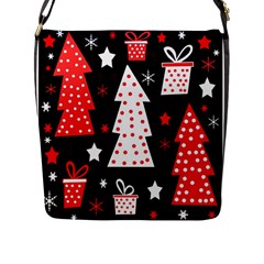 Red Playful Xmas Flap Messenger Bag (l) 