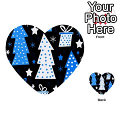 Blue Playful Xmas Multi-purpose Cards (heart) 