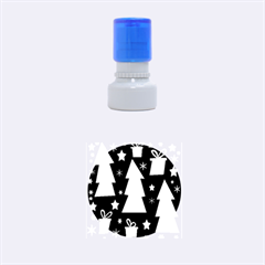 Blue Playful Xmas Rubber Round Stamps (small) by Valentinaart