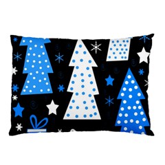 Blue Playful Xmas Pillow Case (two Sides)