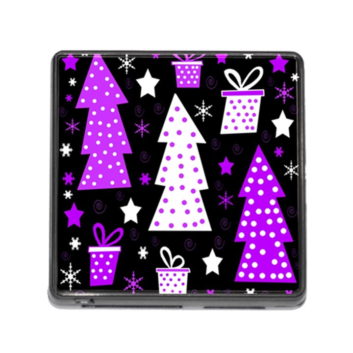 Purple Playful Xmas Memory Card Reader (Square)