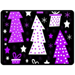 Purple Playful Xmas Fleece Blanket (large)  by Valentinaart