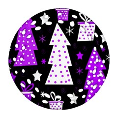 Purple Playful Xmas Round Filigree Ornament (2side) by Valentinaart