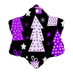 Purple Playful Xmas Snowflake Ornament (2-side) by Valentinaart