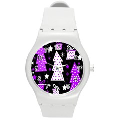 Purple Playful Xmas Round Plastic Sport Watch (m) by Valentinaart