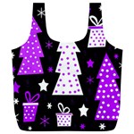 Purple Playful Xmas Full Print Recycle Bags (L)  Front